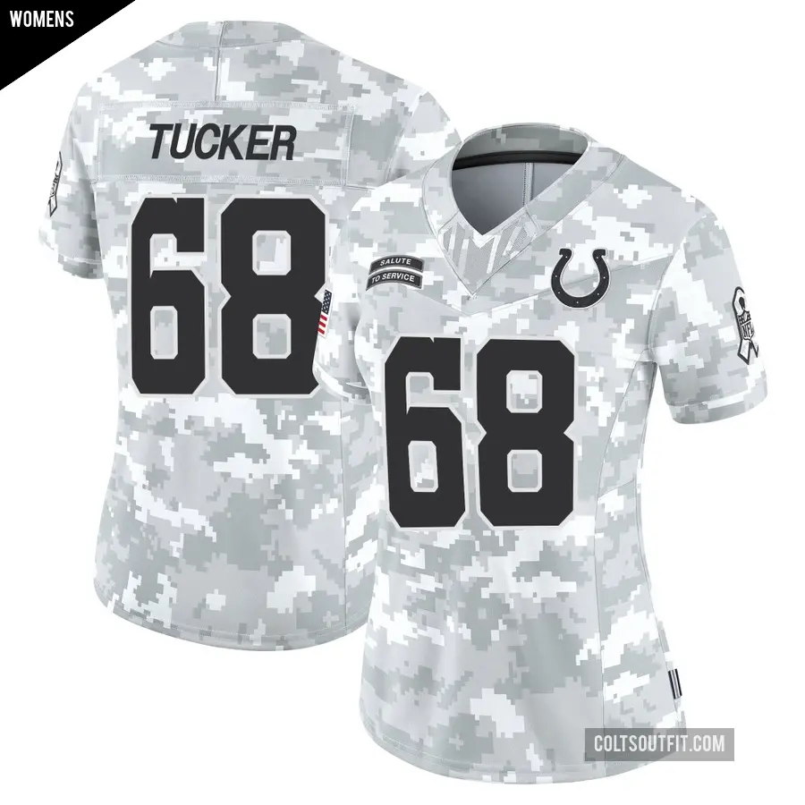 Women's Indianapolis Colts ＃68 Dalton Tucker Arctic Camo Limited 2024 Salute to Service Jersey