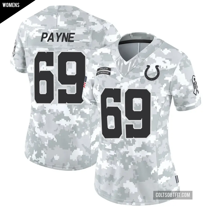 Women's Indianapolis Colts ＃69 Pheldarius Payne Arctic Camo Limited 2024 Salute to Service Jersey