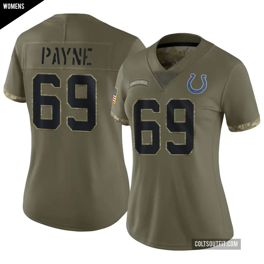 Women's Indianapolis Colts ＃69 Pheldarius Payne Olive Limited 2022 Salute To Service Jersey