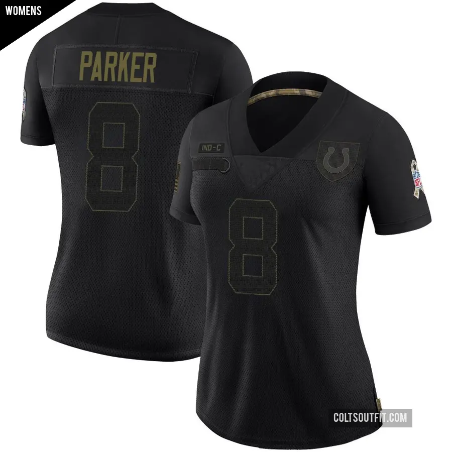 Women's Indianapolis Colts ＃8 Landon Parker Black Limited 2020 Salute To Service Jersey