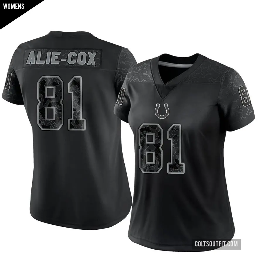 Women's Indianapolis Colts ＃81 Mo Alie-Cox Black Limited Reflective Jersey