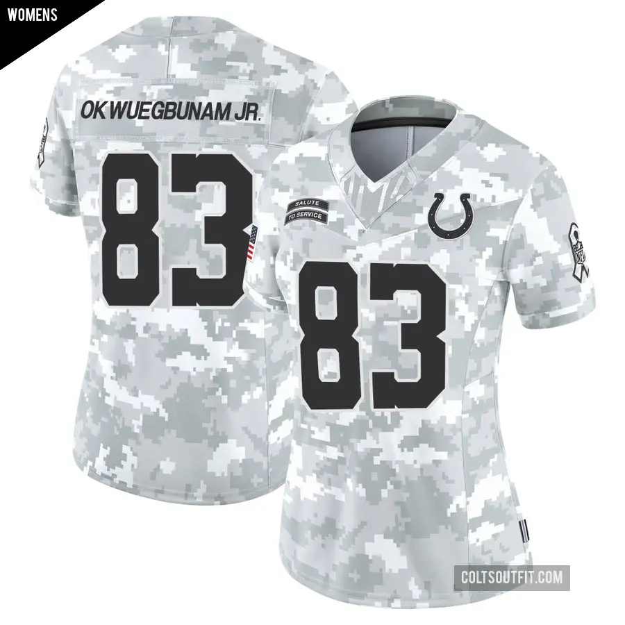 Women's Indianapolis Colts ＃83 Albert Okwuegbunam Jr. Arctic Camo Limited 2024 Salute to Service Jersey