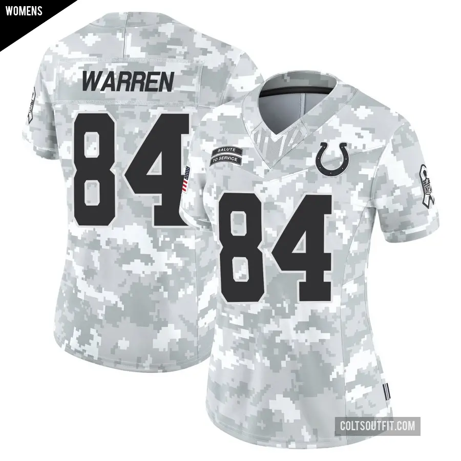 Women's Indianapolis Colts ＃84 Tyler Warren Arctic Camo Limited 2024 Salute to Service Jersey