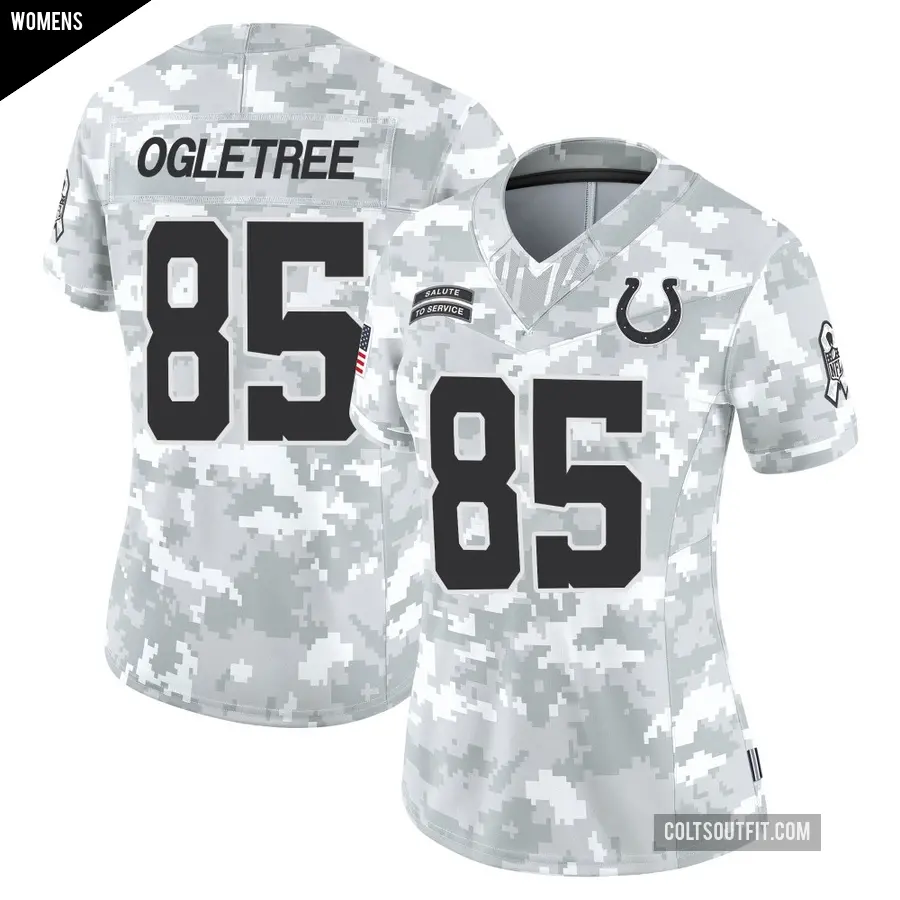 Women's Indianapolis Colts ＃85 Drew Ogletree Arctic Camo Limited 2024 Salute to Service Jersey