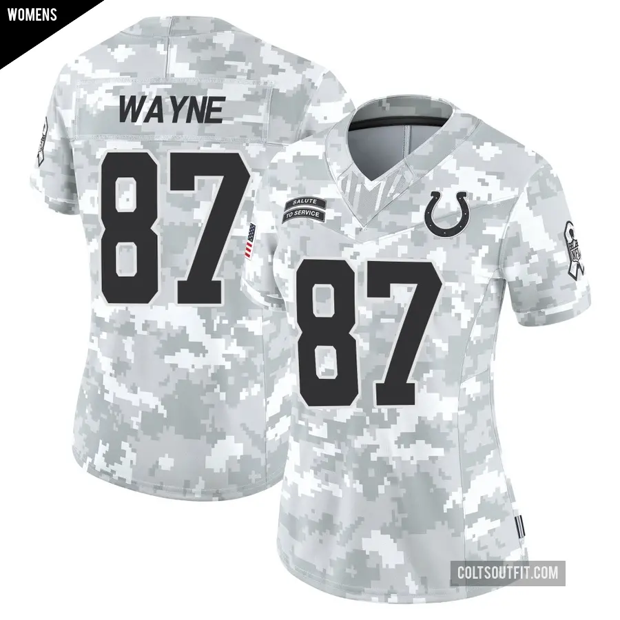 Women's Indianapolis Colts ＃87 Reggie Wayne Arctic Camo Limited 2024 Salute to Service Jersey