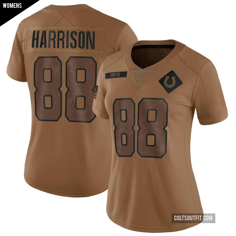 Women's Indianapolis Colts ＃88 Marvin Harrison Brown Limited 2023 Salute To Service Jersey