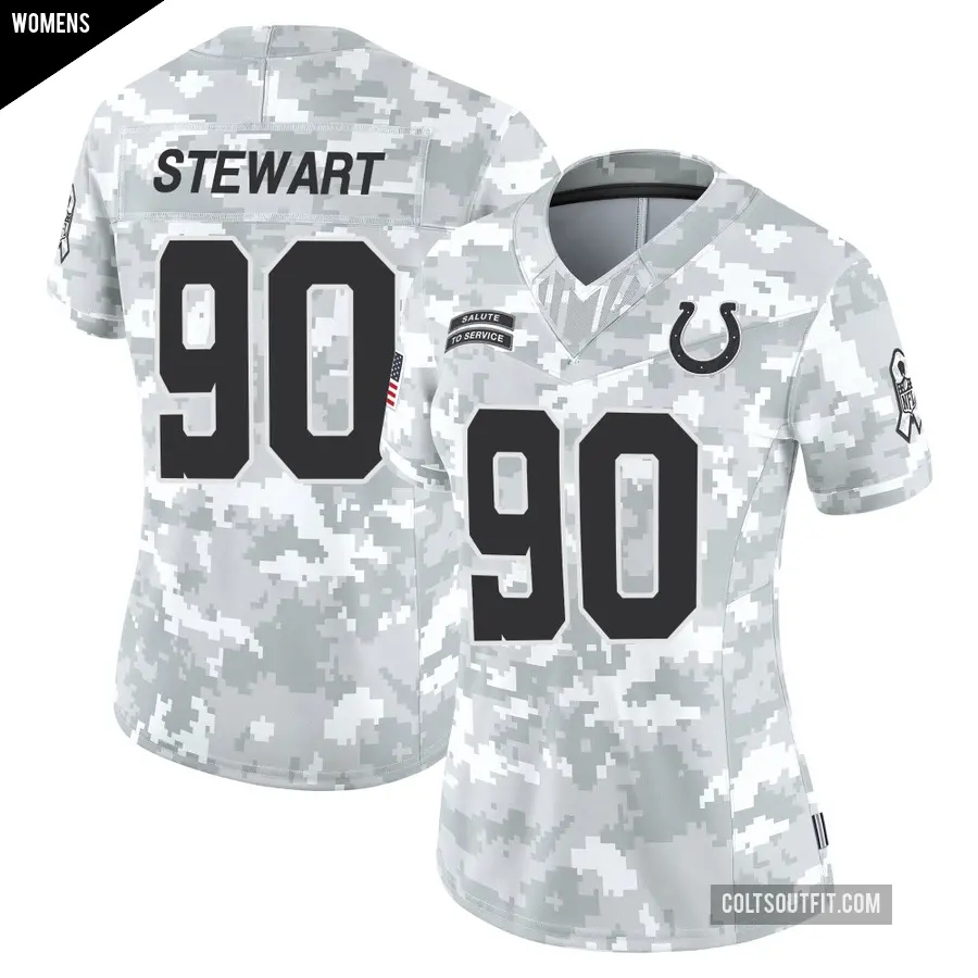 Women's Indianapolis Colts ＃90 Grover Stewart Arctic Camo Limited 2024 Salute to Service Jersey