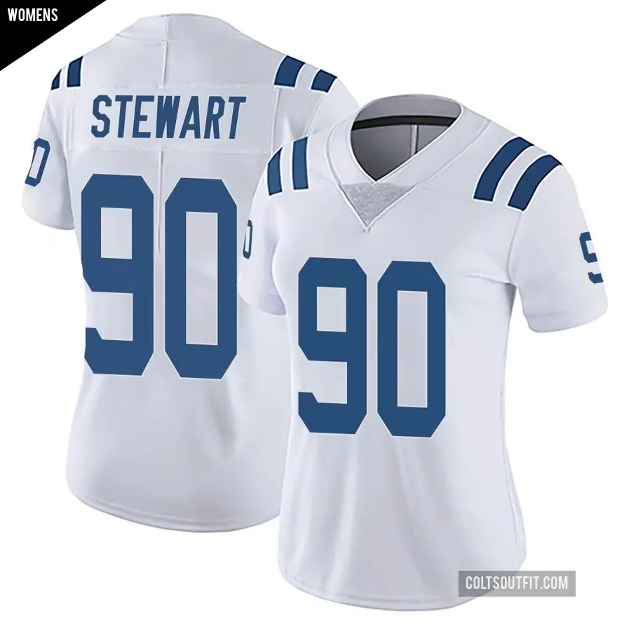 Women's Indianapolis Colts ＃90 Grover Stewart White Limited Vapor Untouchable Jersey