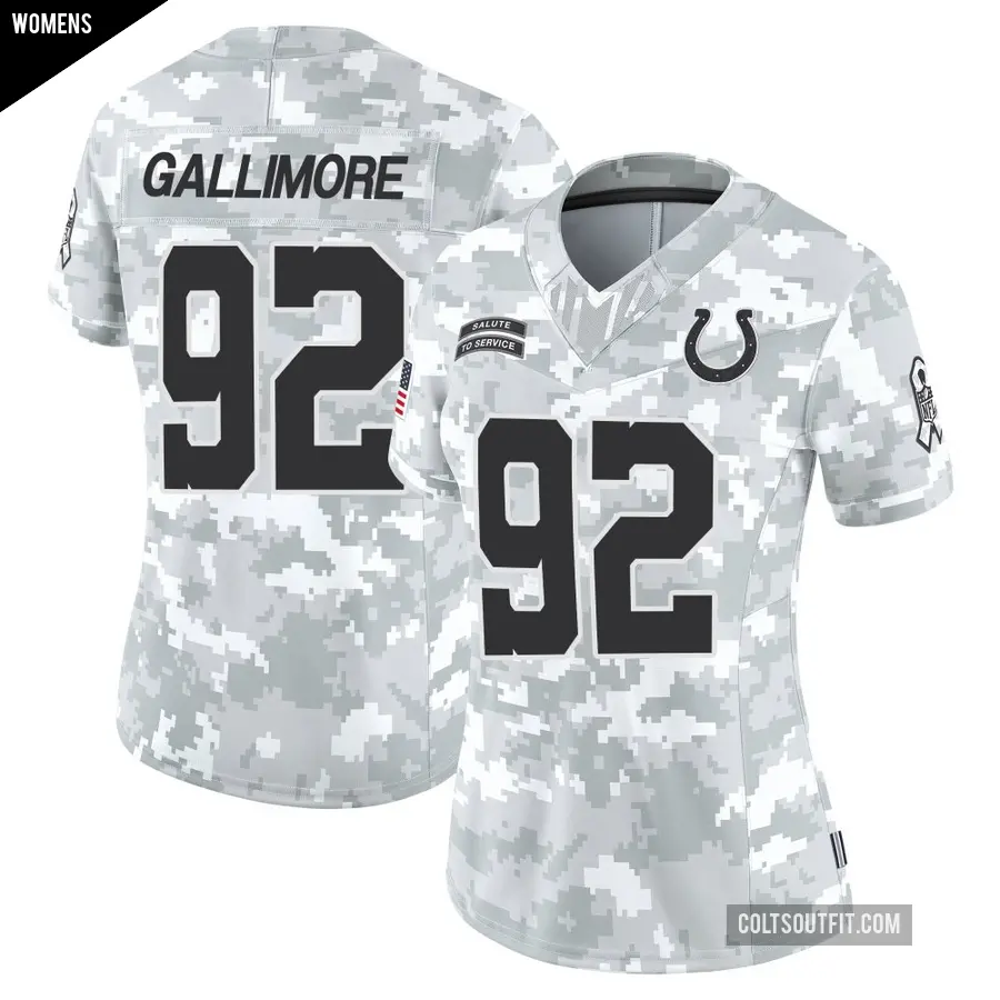 Women's Indianapolis Colts ＃92 Neville Gallimore Arctic Camo Limited 2024 Salute to Service Jersey