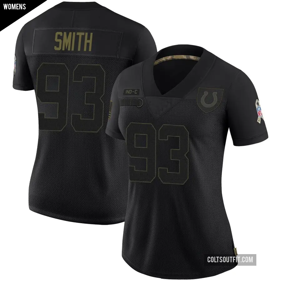 Women's Indianapolis Colts ＃93 Tim Smith Black Limited 2020 Salute To Service Jersey