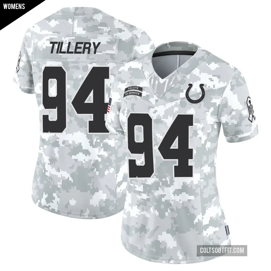 Women's Indianapolis Colts ＃94 Jerry Tillery Arctic Camo Limited 2024 Salute to Service Jersey