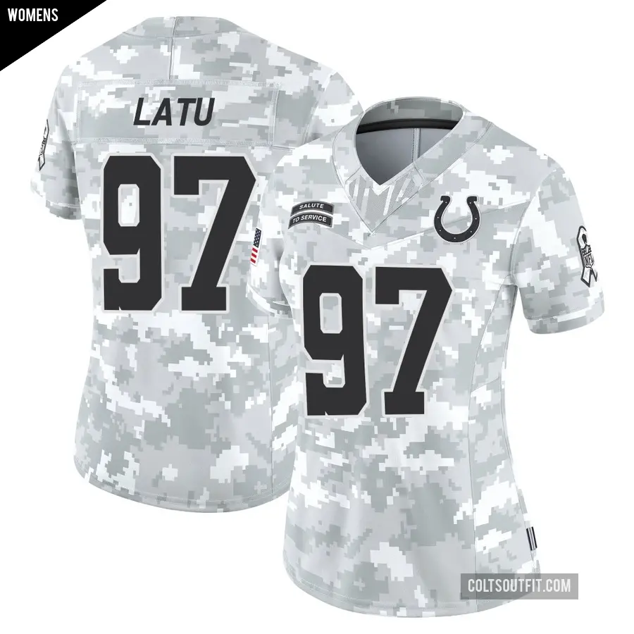 Women's Indianapolis Colts ＃97 Laiatu Latu Arctic Camo Limited 2024 Salute to Service Jersey