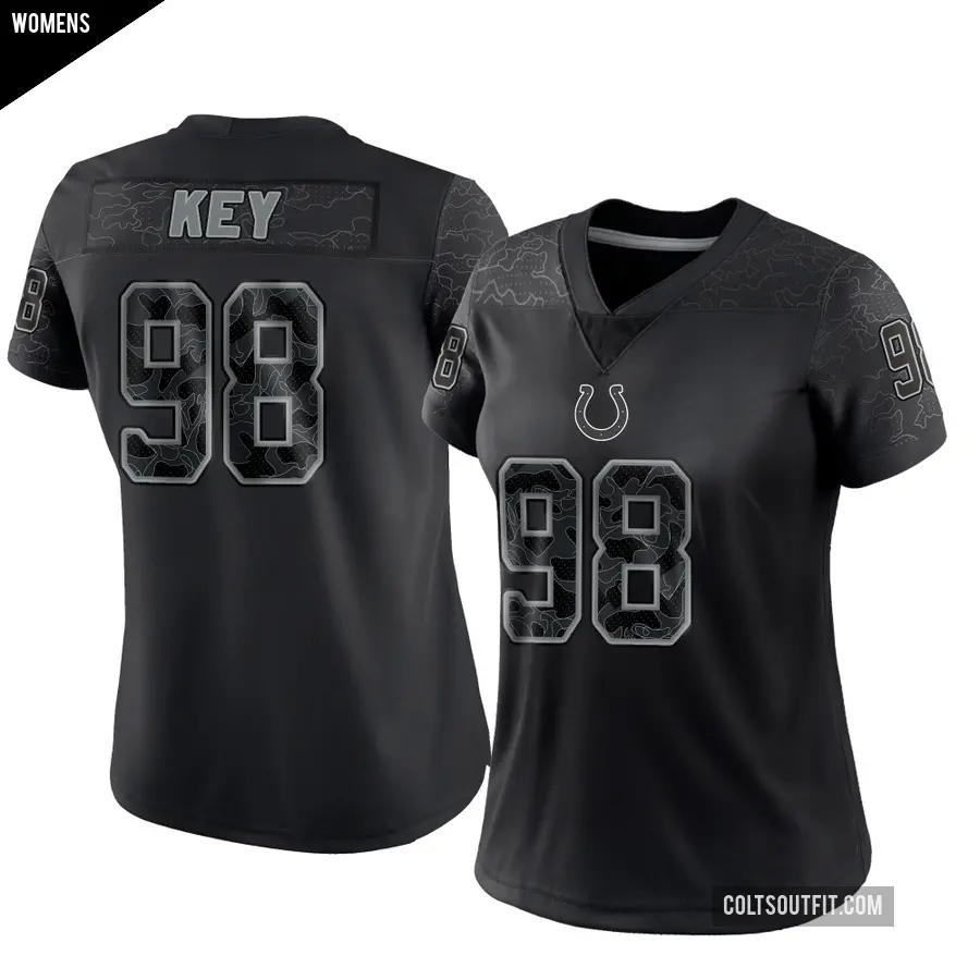 Women's Indianapolis Colts ＃98 Arden Key Black Limited Reflective Jersey