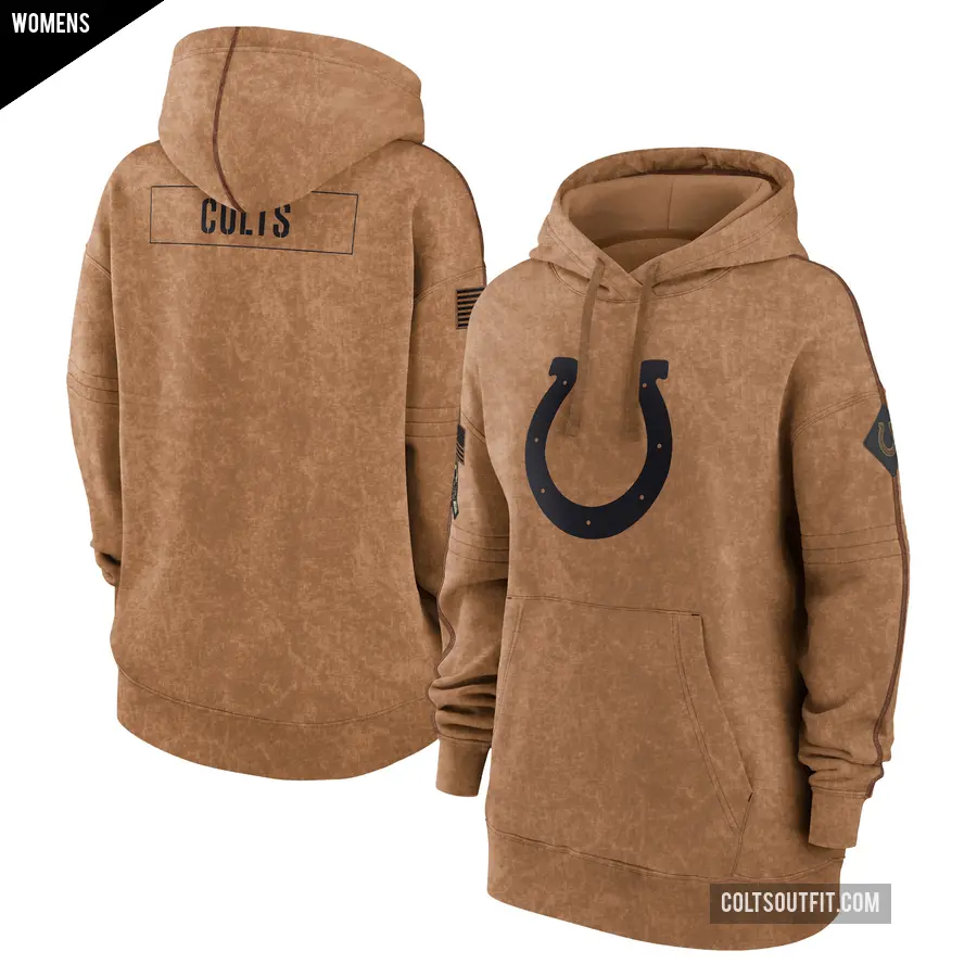 Women's Indianapolis Colts Brown 2023 Salute to Service Pullover Hoodie