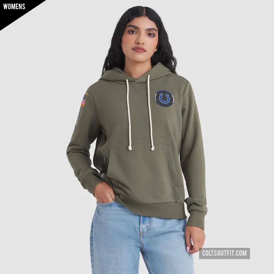 Women's Indianapolis Colts Olive 2025 Salute to Service Sideline Hoodie