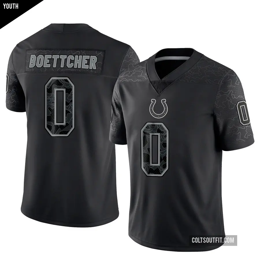 Youth Indianapolis Colts ＃0 Bryce Boettcher Black Limited Reflective Jersey