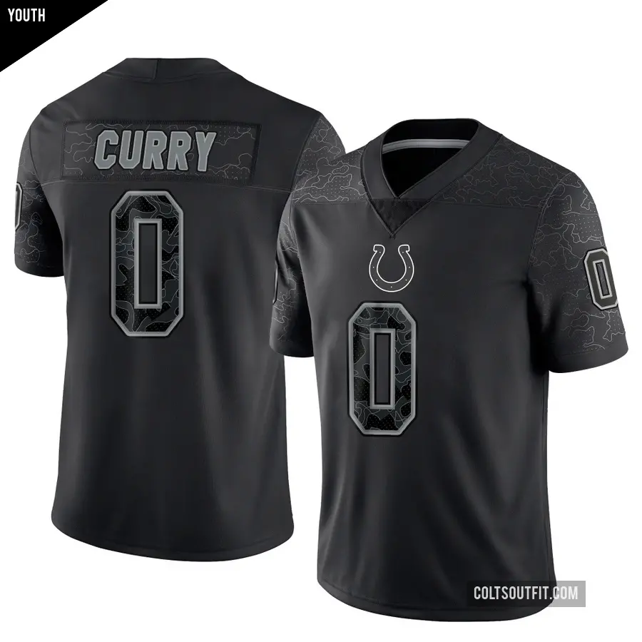 Youth Indianapolis Colts ＃0 Caden Curry Black Limited Reflective Jersey