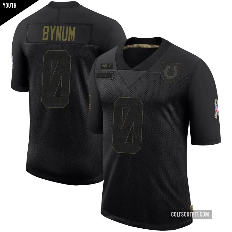 Youth Indianapolis Colts ＃0 Cam Bynum Black Limited 2020 Salute To Service Jersey