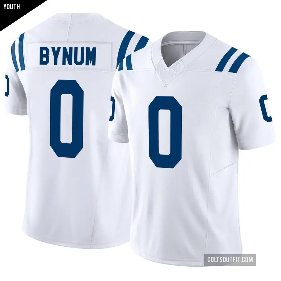 Youth Indianapolis Colts ＃0 Cam Bynum White Limited Vapor F.U.S.E. Jersey