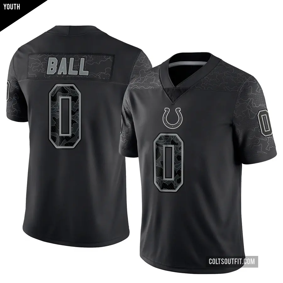 Youth Indianapolis Colts ＃0 Cameron Ball Black Limited Reflective Jersey
