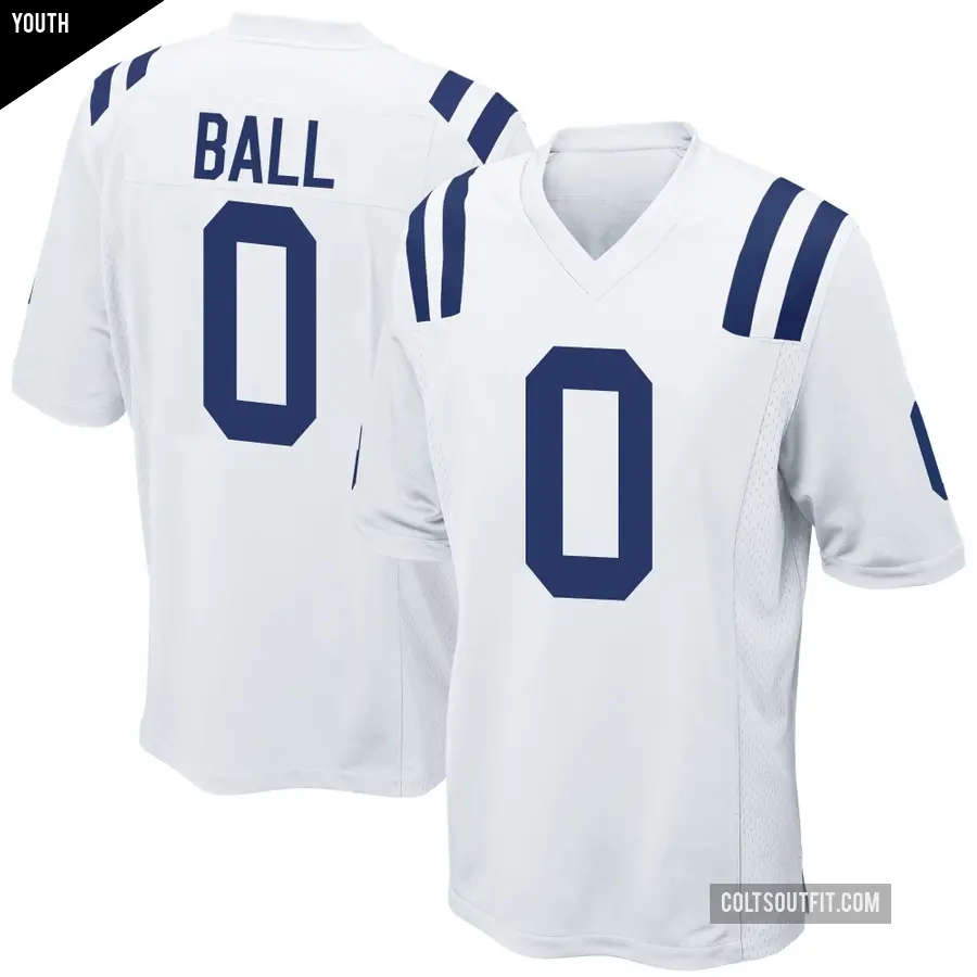 Youth Indianapolis Colts ＃0 Cameron Ball White Game Jersey