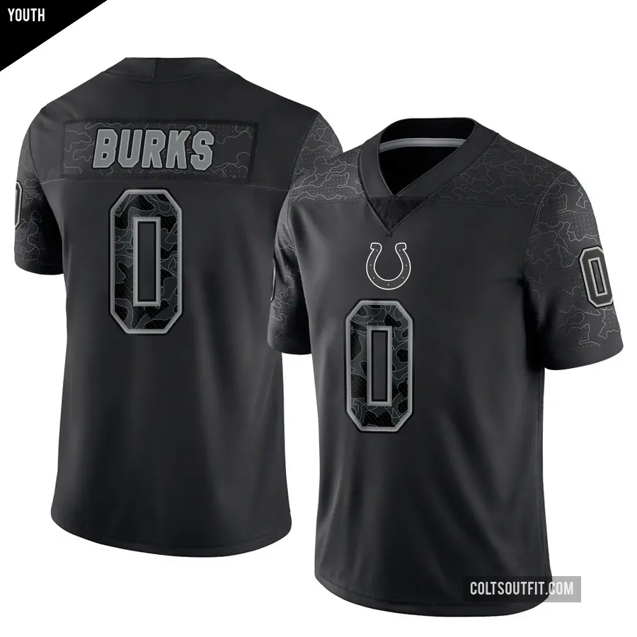 Youth Indianapolis Colts ＃0 Deion Burks Black Limited Reflective Jersey