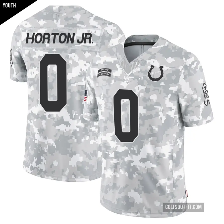 Youth Indianapolis Colts ＃0 EJ Horton Jr. Arctic Camo Limited 2024 Salute to Service Jersey