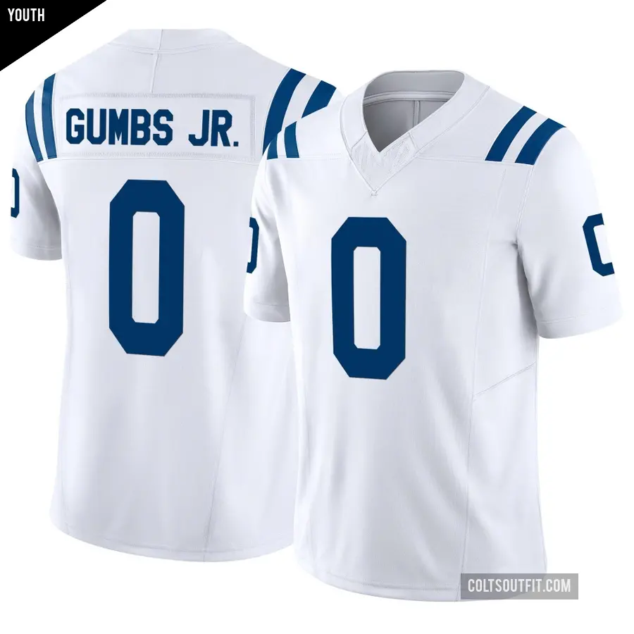 Youth Indianapolis Colts ＃0 George Gumbs Jr. White Limited Vapor F.U.S.E. Jersey