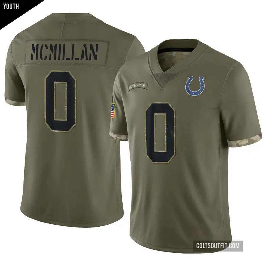 Youth Indianapolis Colts ＃0 Jai'Onte' McMillan Olive Limited 2022 Salute To Service Jersey