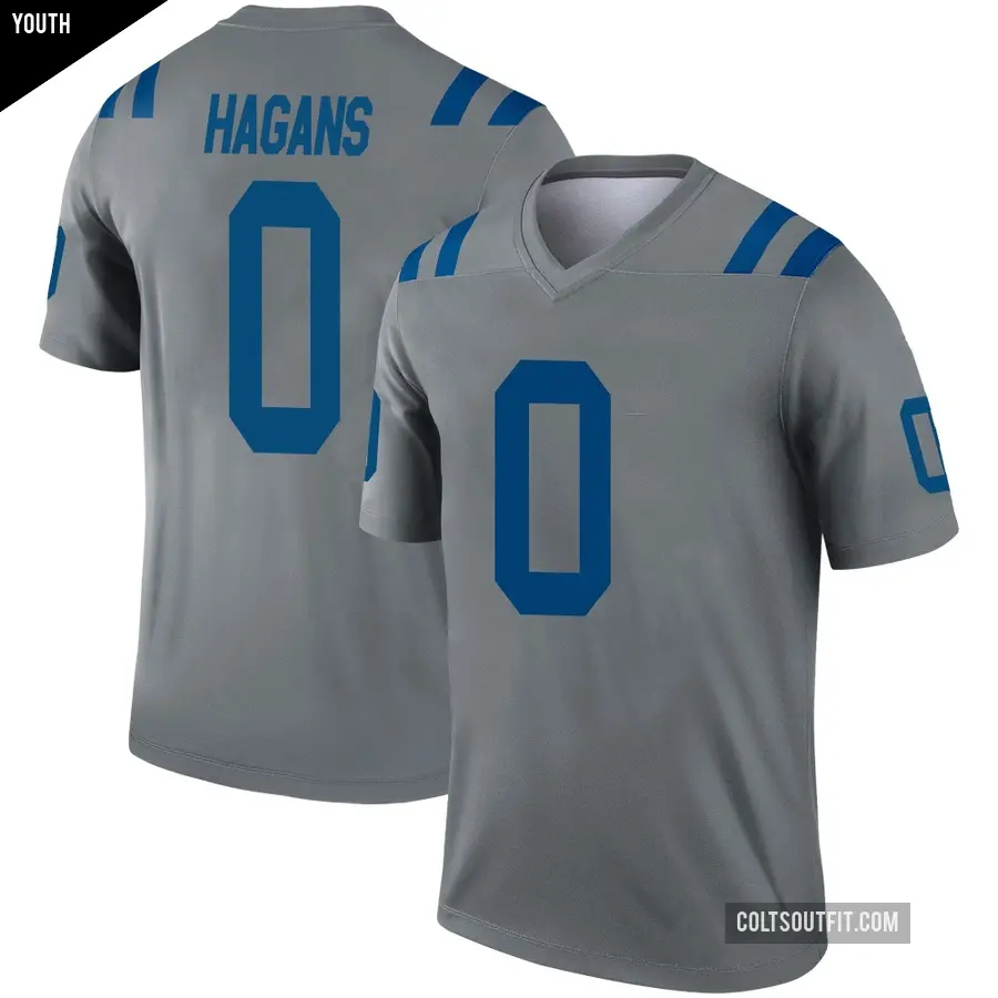 Youth Indianapolis Colts ＃0 Sahmir Hagans Gray Legend Inverted Jersey