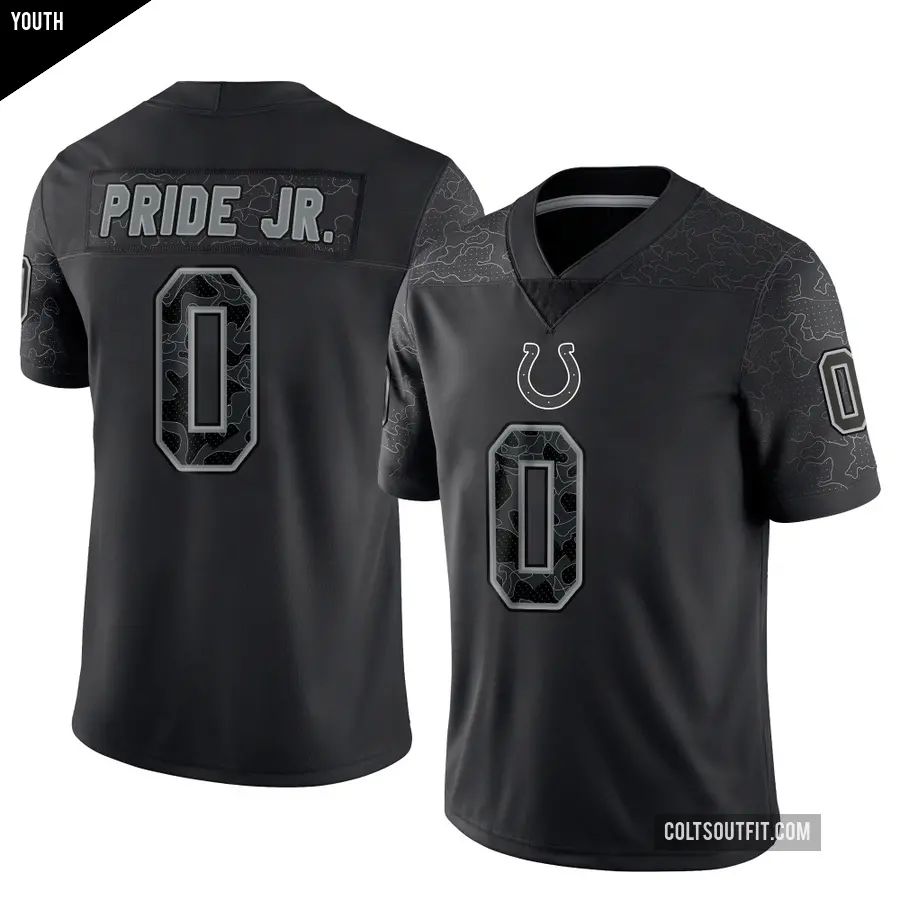 Youth Indianapolis Colts ＃0 Troy Pride Jr. Black Limited Reflective Jersey