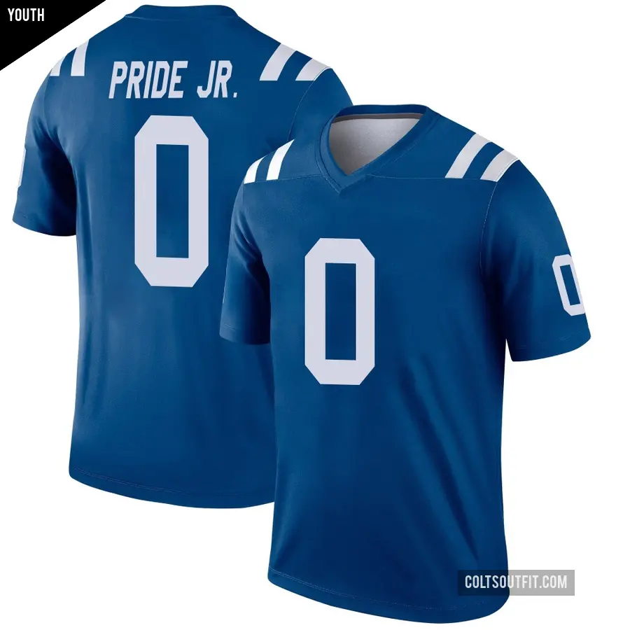 Youth Indianapolis Colts ＃0 Troy Pride Jr. Royal Legend Jersey