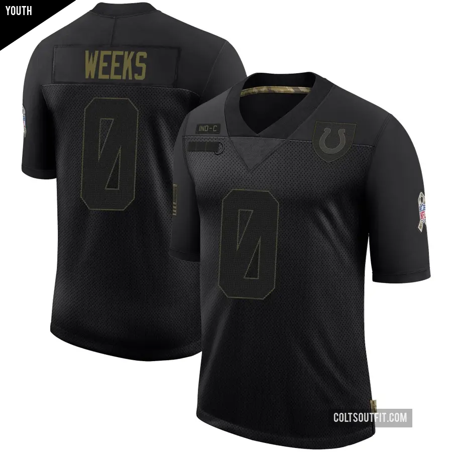 Youth Indianapolis Colts ＃0 West Weeks Black Limited 2020 Salute To Service Jersey