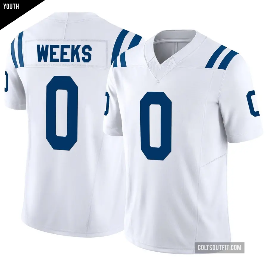 Youth Indianapolis Colts ＃0 West Weeks White Limited Vapor F.U.S.E. Jersey