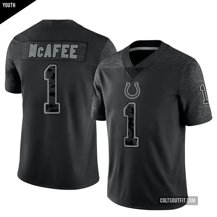Youth Indianapolis Colts ＃1 Pat McAfee Black Limited Reflective Jersey