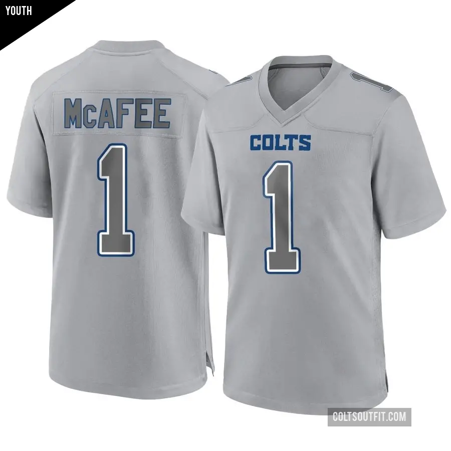 Youth Indianapolis Colts ＃1 Pat McAfee Gray Game Atmosphere Fashion Jersey