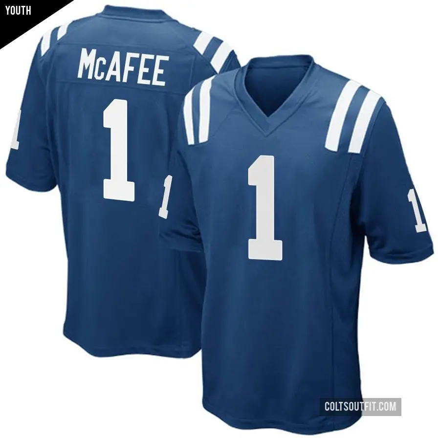 Youth Indianapolis Colts ＃1 Pat McAfee Royal Blue Game Team Color Jersey