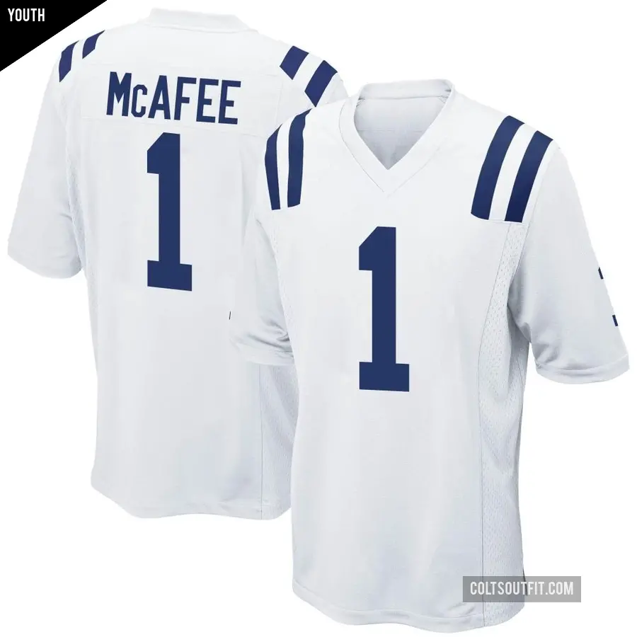 Youth Indianapolis Colts ＃1 Pat McAfee White Game Jersey