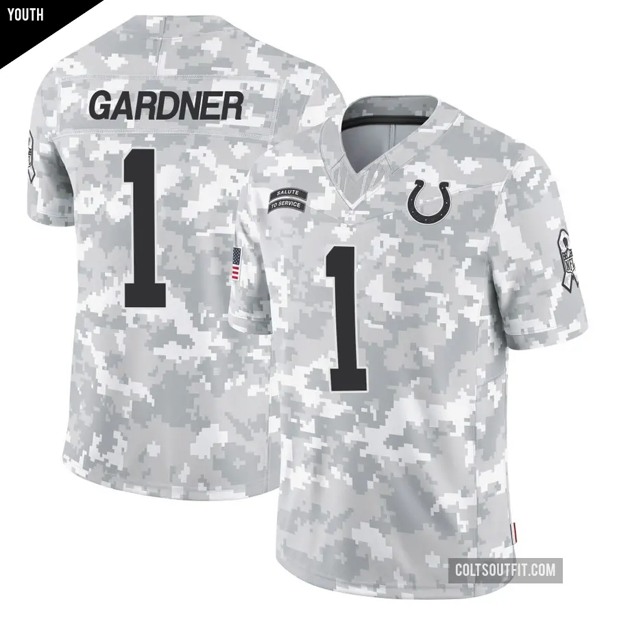 Youth Indianapolis Colts ＃1 Sauce Gardner Arctic Camo Limited 2024 Salute to Service Jersey