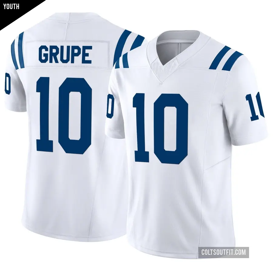 Youth Indianapolis Colts ＃10 Blake Grupe White Limited Vapor F.U.S.E. Jersey