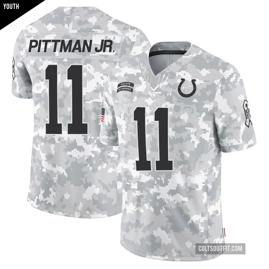 Youth Indianapolis Colts ＃11 Michael Pittman Jr. Arctic Camo Limited 2024 Salute to Service Jersey