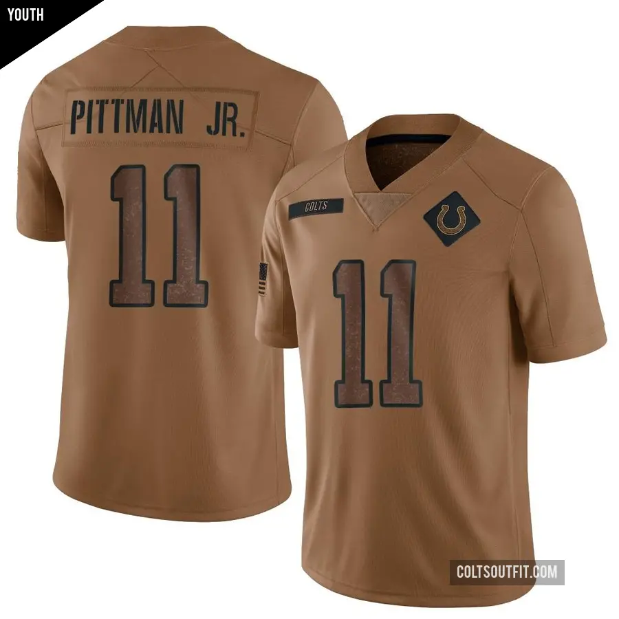 Youth Indianapolis Colts ＃11 Michael Pittman Jr. Brown Limited 2023 Salute To Service Jersey