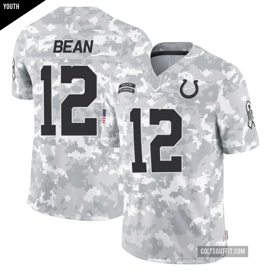 Youth Indianapolis Colts ＃12 Jason Bean Arctic Camo Limited 2024 Salute to Service Jersey