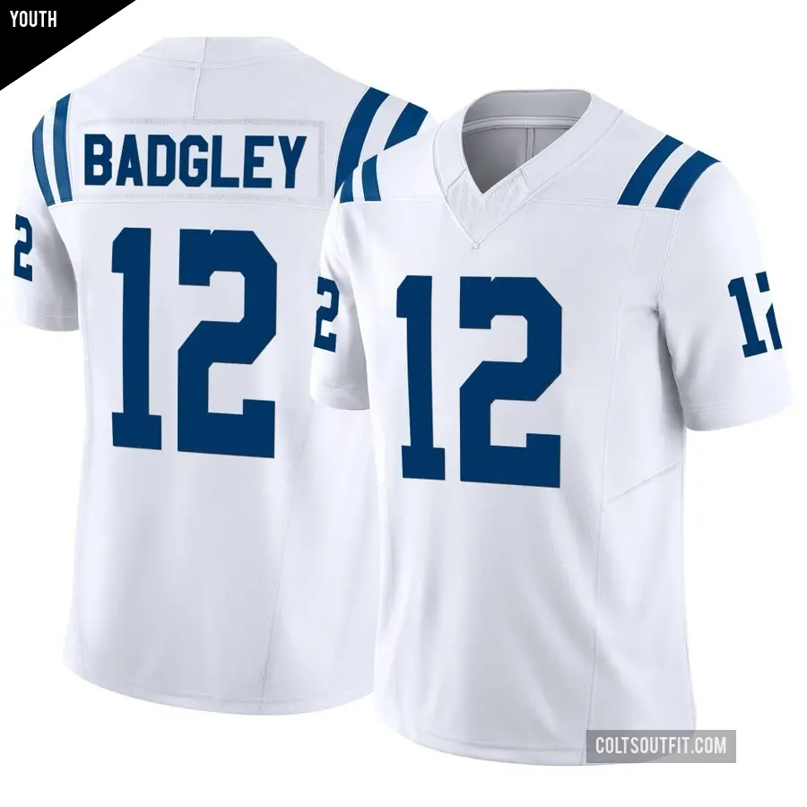 Youth Indianapolis Colts ＃12 Michael Badgley White Limited Vapor F.U.S.E. Jersey