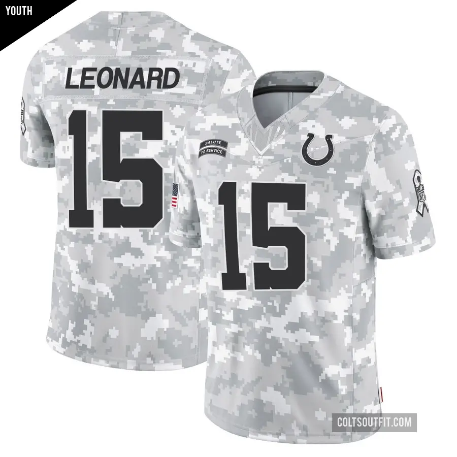 Youth Indianapolis Colts ＃15 Riley Leonard Arctic Camo Limited 2024 Salute to Service Jersey