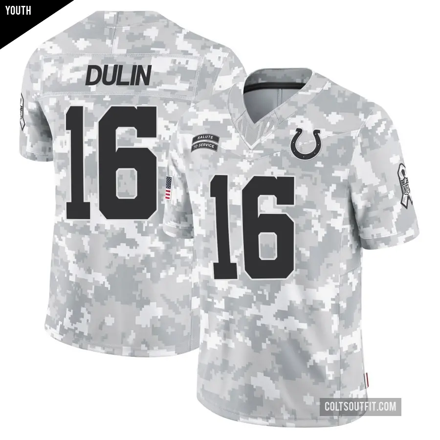 Youth Indianapolis Colts ＃16 Ashton Dulin Arctic Camo Limited 2024 Salute to Service Jersey