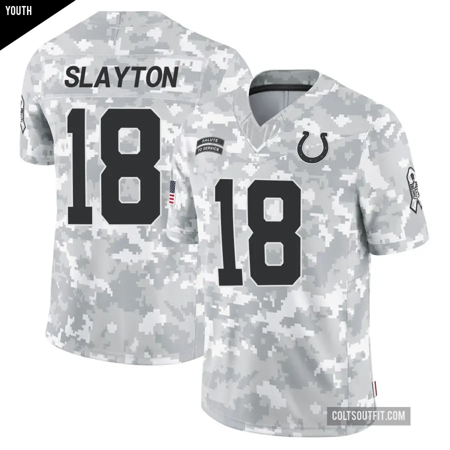 Youth Indianapolis Colts ＃18 Darius Slayton Arctic Camo Limited 2024 Salute to Service Jersey