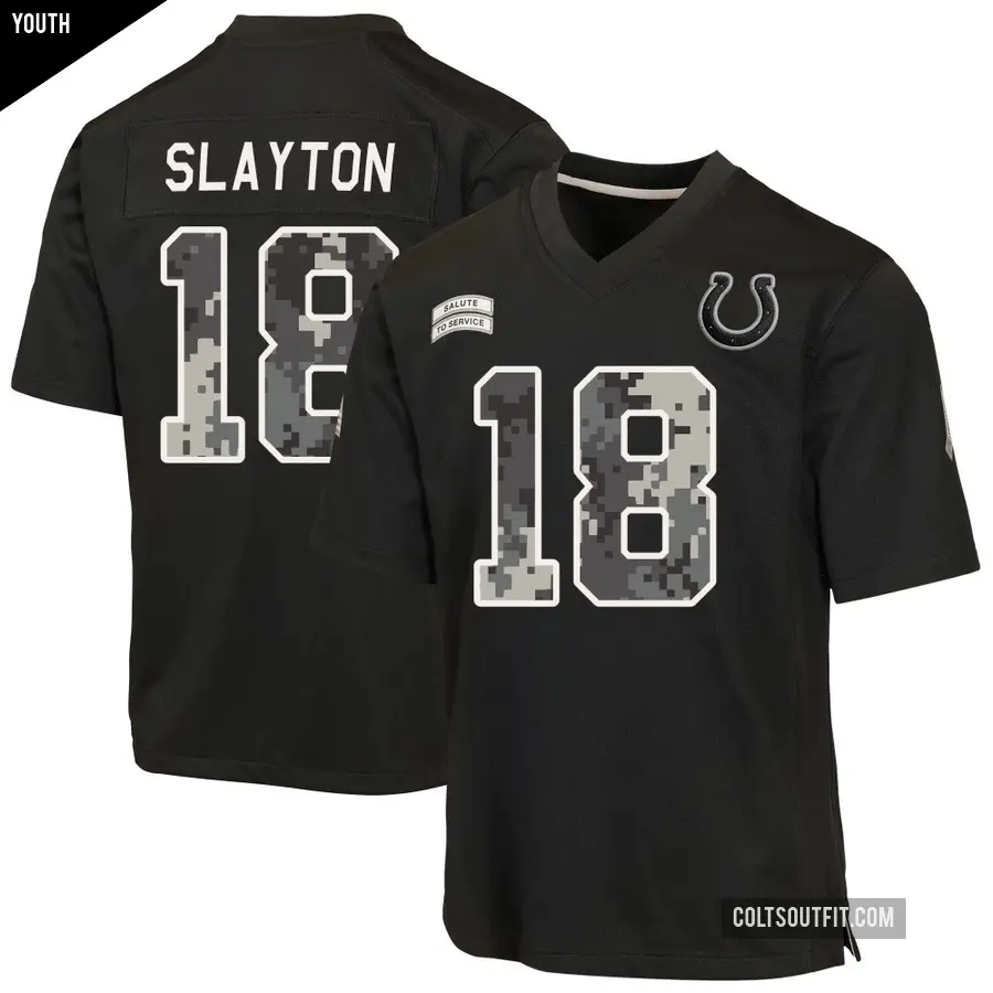 Youth Indianapolis Colts ＃18 Darius Slayton Black Game 2026 Salute to Service Jersey