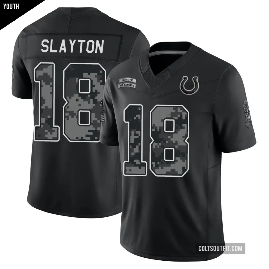 Youth Indianapolis Colts ＃18 Darius Slayton Black Limited 2026 Salute to Service Stitched Jersey
