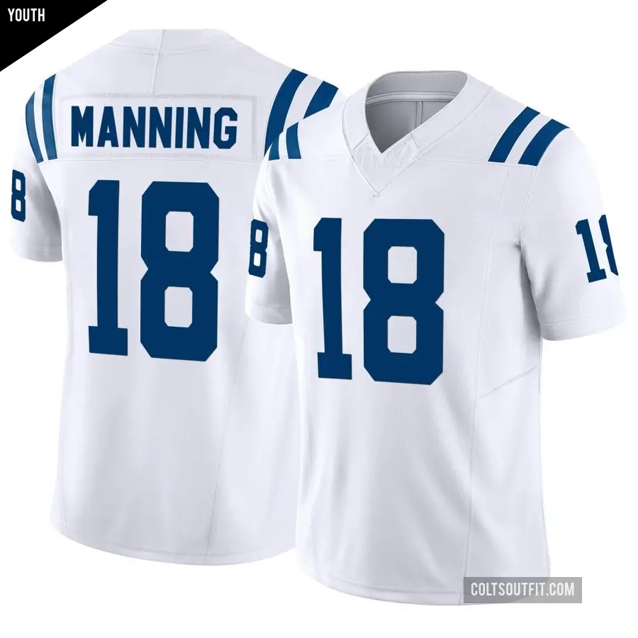Youth Indianapolis Colts ＃18 Peyton Manning White Limited Vapor F.U.S.E. Jersey